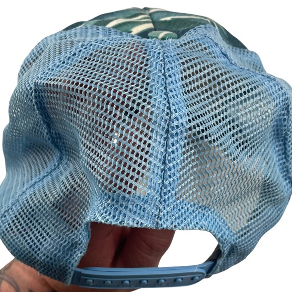 Vintage Wisconsin Fishing Trucker Cap Water Camo Mesh Back Made in USA Snap-back - Picture 7 of 10